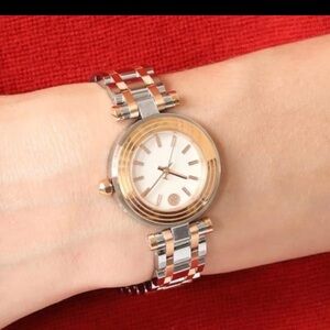 TORY BURCH TBW9011 2 TONE ROSE GOLD+SILVER,BRACELET SMALL DIAL WATCH
